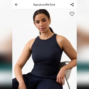 Athleta Signature Ribbed Tank Top - Navy Large